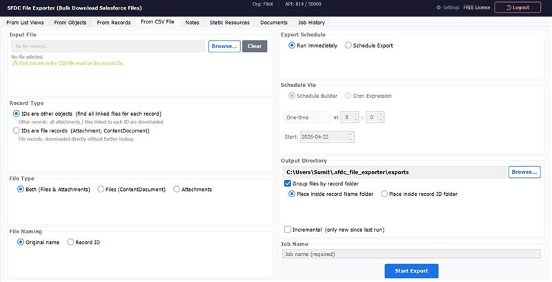 Export Salesforce files using a CSV of record IDs