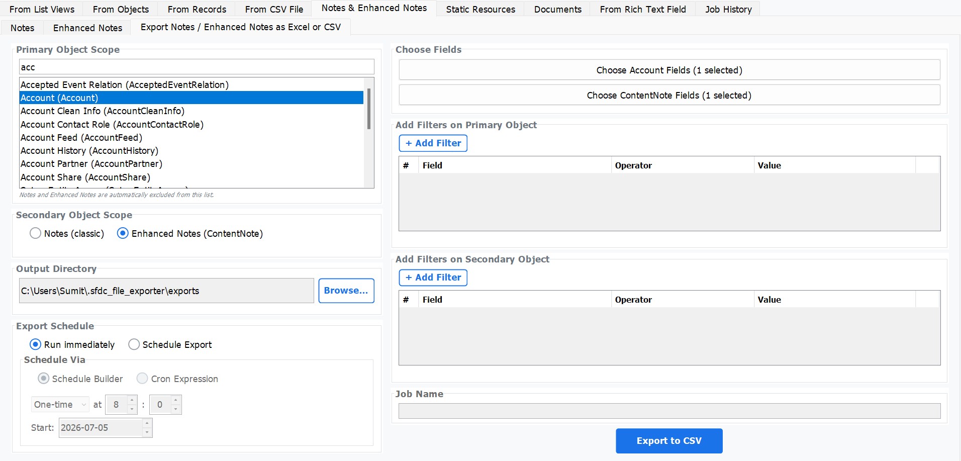 Export Salesforce Notes and Enhanced Notes