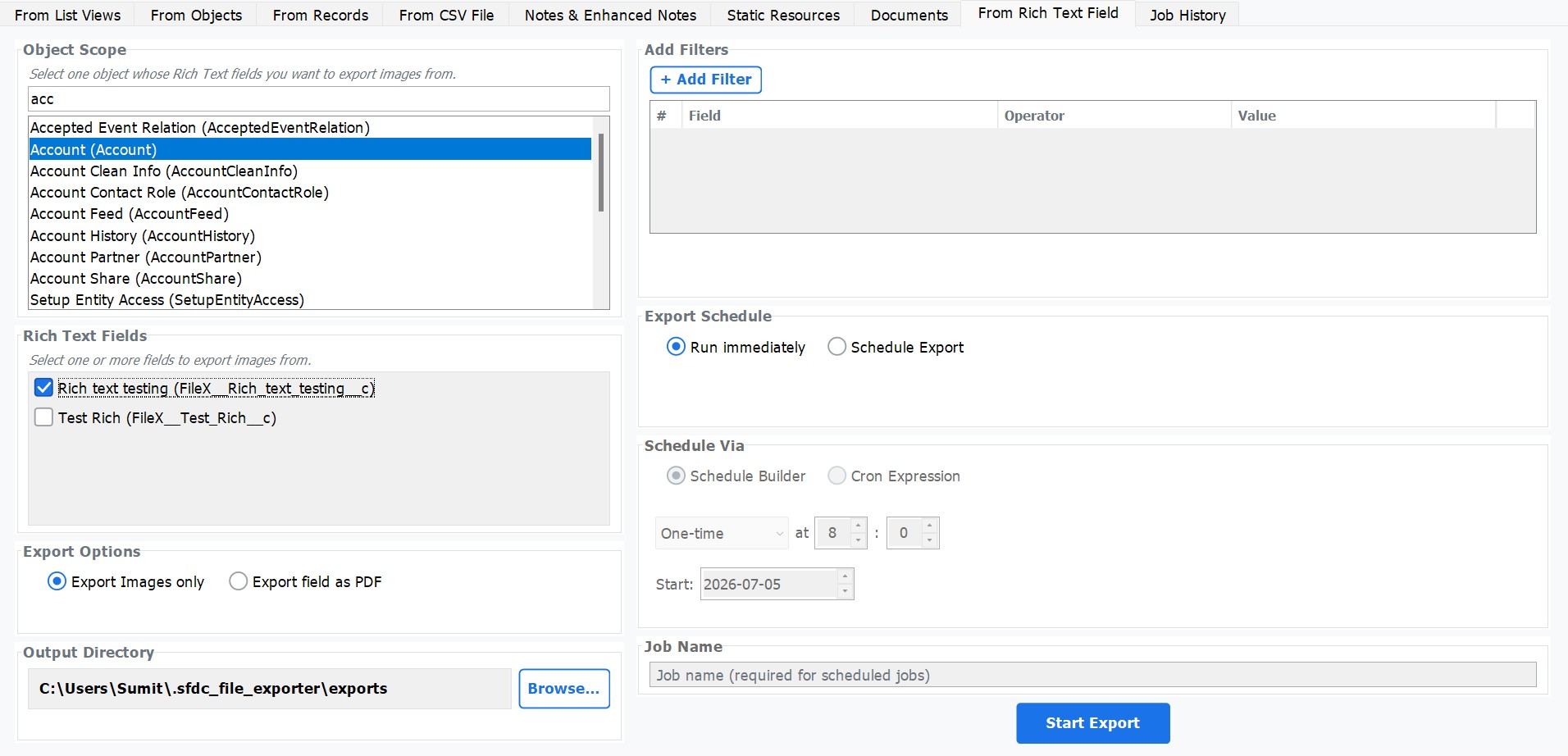 Export images embedded in Salesforce Rich Text Fields